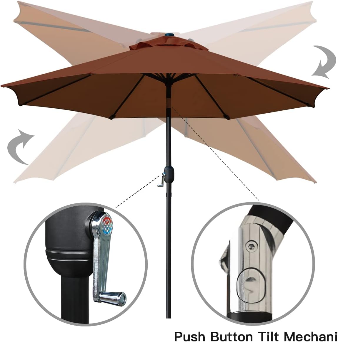 sunnyglade 9' patio umbrella outdoor table umbrella with, close-up detail