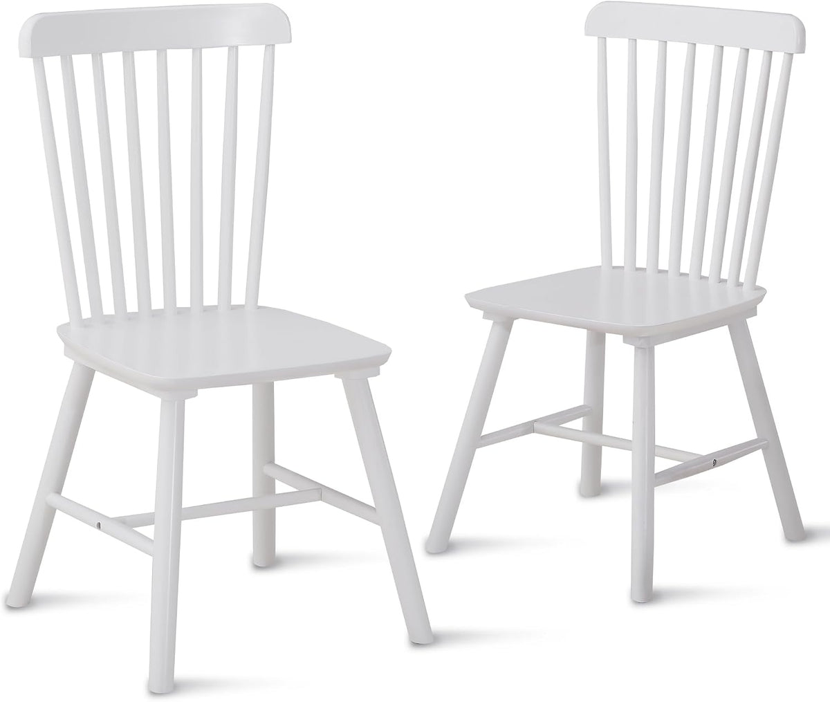Dining Chairs Set of 6, Farmhouse Solid Wood Windsor Kitchen Chairs Set with Spindle Back for Restaurant Dining Room (6, White, 17.3" W x 16.1" D x 34.6" H)