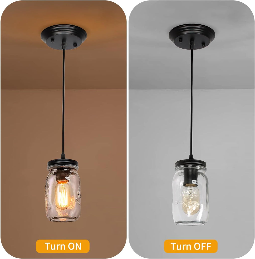mason jar light fixtures：3.9" 1-light farmhouse pendant light on a desk or shelf