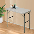 Folding Table 2.7ft Rectangular All-Occasion Plastic Folding Event Table for Indoor and Outdoor, Portable Desk, Camping, Durable and Stable, HDPE and Steel, Wide Application, Grey