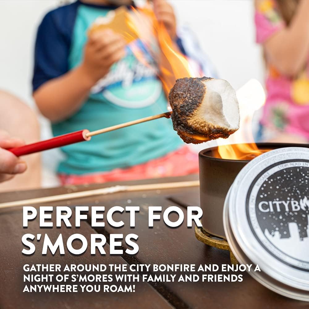 City Bonfires Portable Fire Pit - Mini Fire Pit, Table Top Firepit, No Wood, No Embers, 3-5 Hours of Burn Time - Food Safe for Smores - Lightweight, Emergency Heat, Camping Stove (5-Pack)
