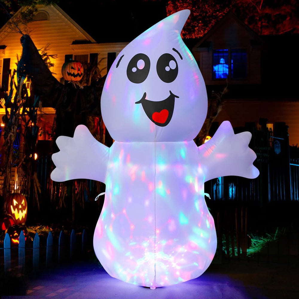 GOOSH 5 FT Halloween Inflatable Ghost Outdoor Decoration with Magic Light, Bl...