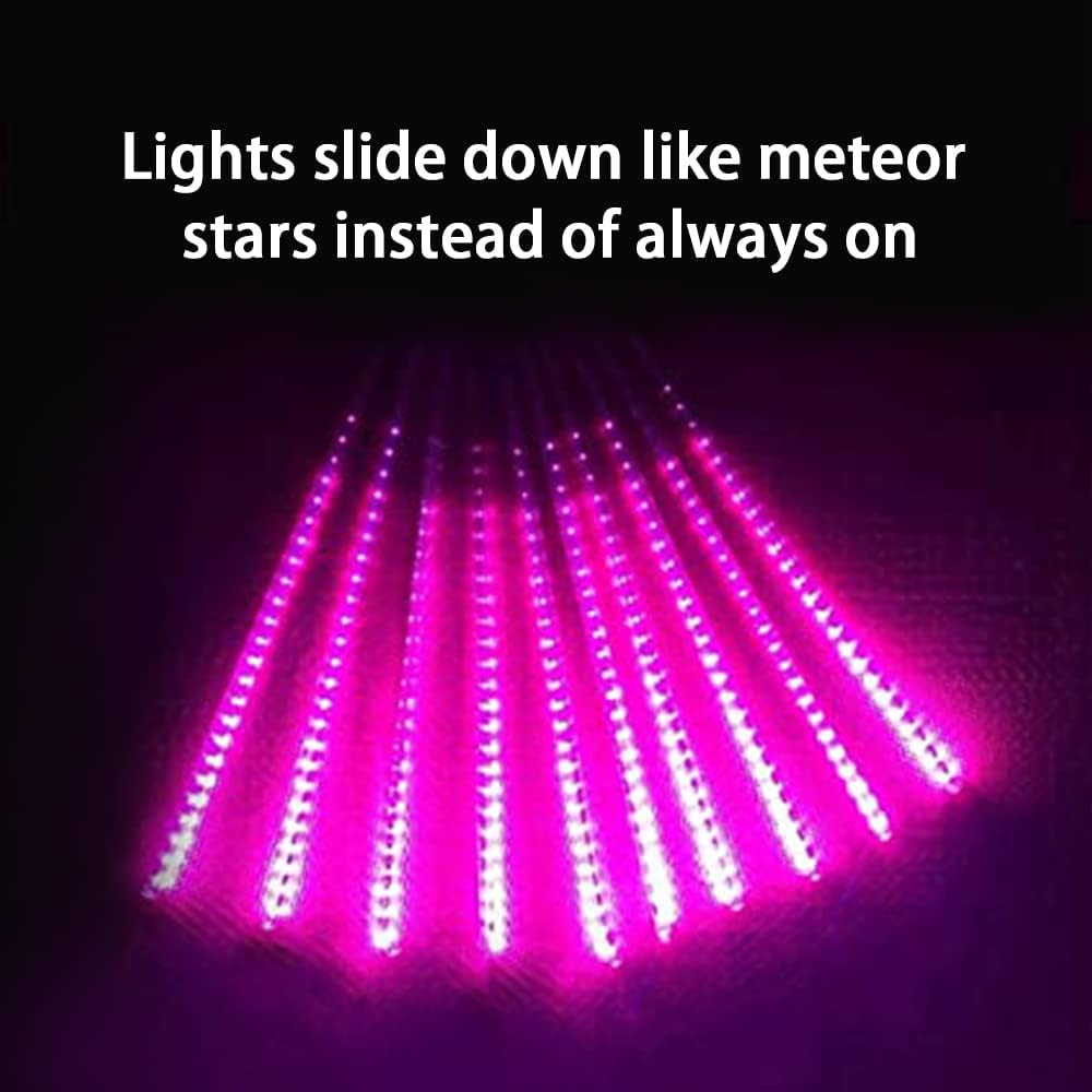 Purple Meteor Shower Lights, 10 Tube 540 LED 20 Inch Icicle Raindrop Lights for Halloween Tree Patio Garden Roof Eaves Outdoor Decor, Waterproof Plug (Can Connect 100 Sets)