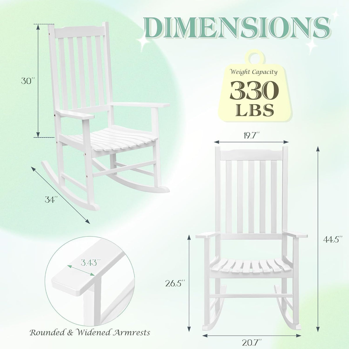 flamaker acacia wood porch rocking chairs set of, side view