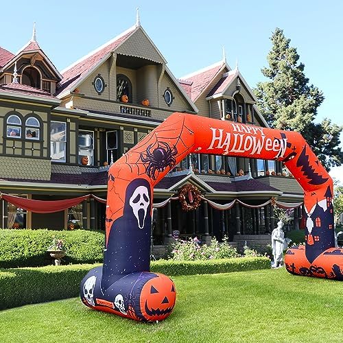 20ft Halloween Inflatable Archway with 250W Blower, Hexagon Inflatable Arch for Outdoor Decoration, Halloween Party, Lawn Garden