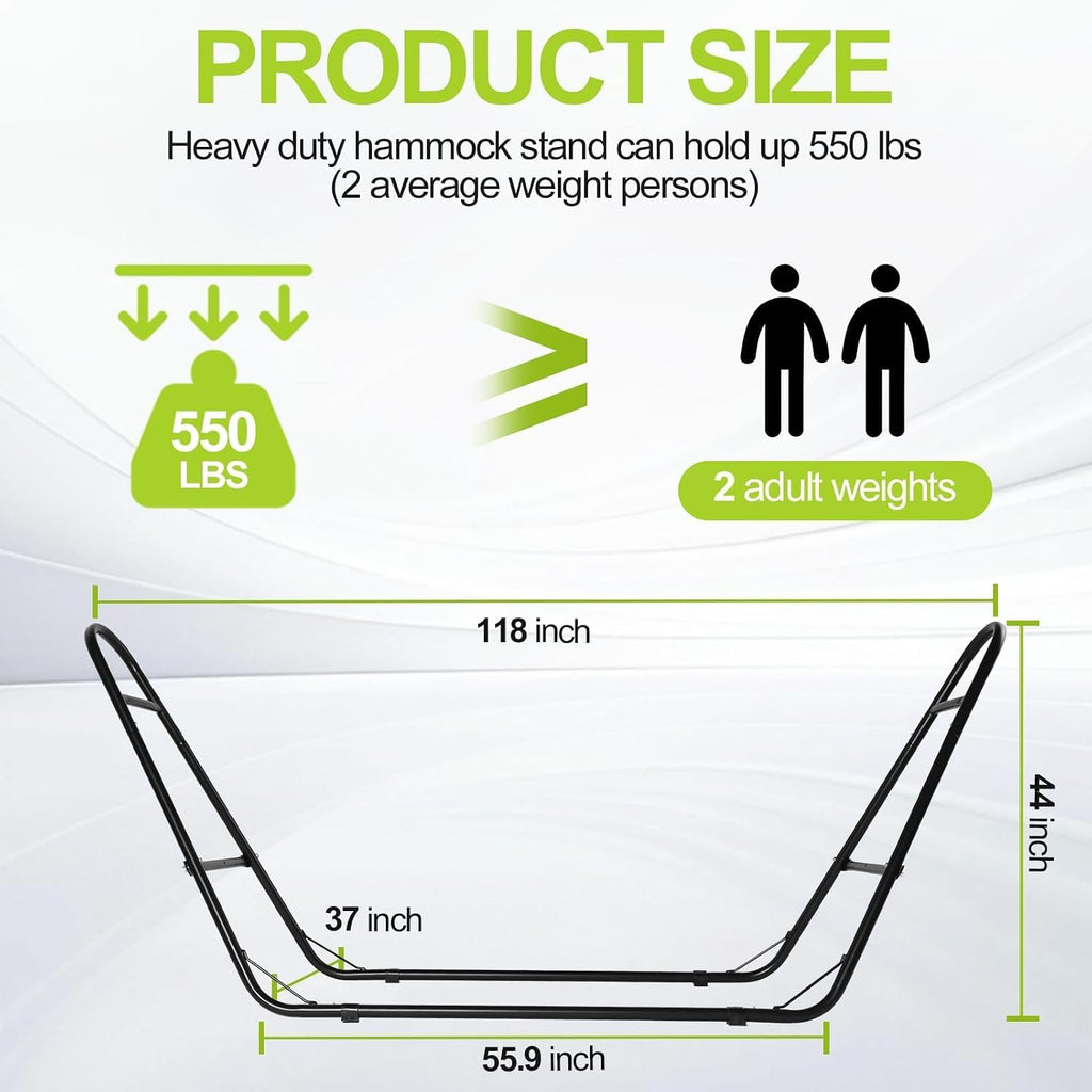 Duble Heavy Duty Steel Hammock Stand for Outside, 550 LBS Capacity