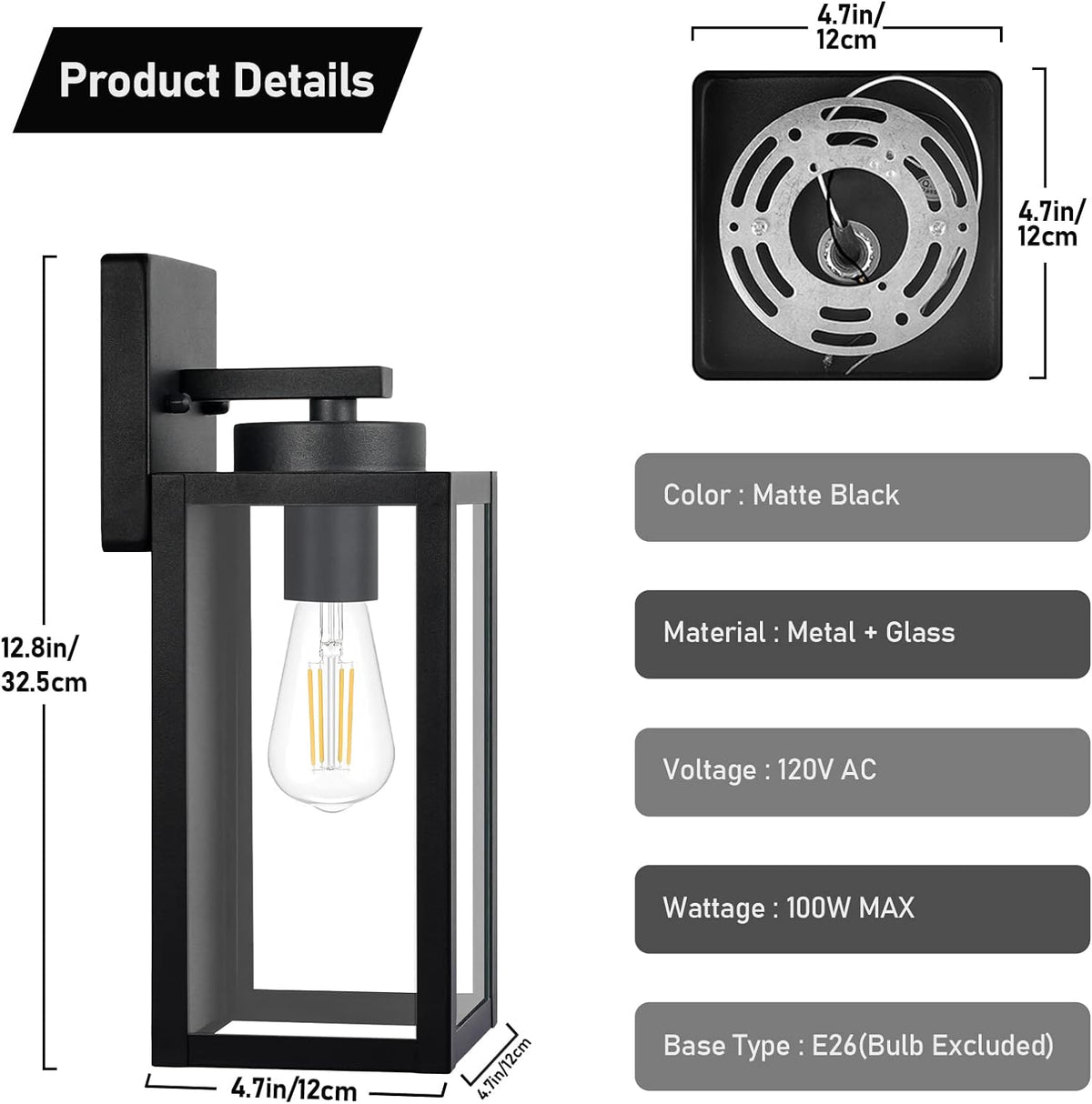 BesLowe Outdoor Wall Light Fixtures, Modern Black Exterior Wall Lanterns