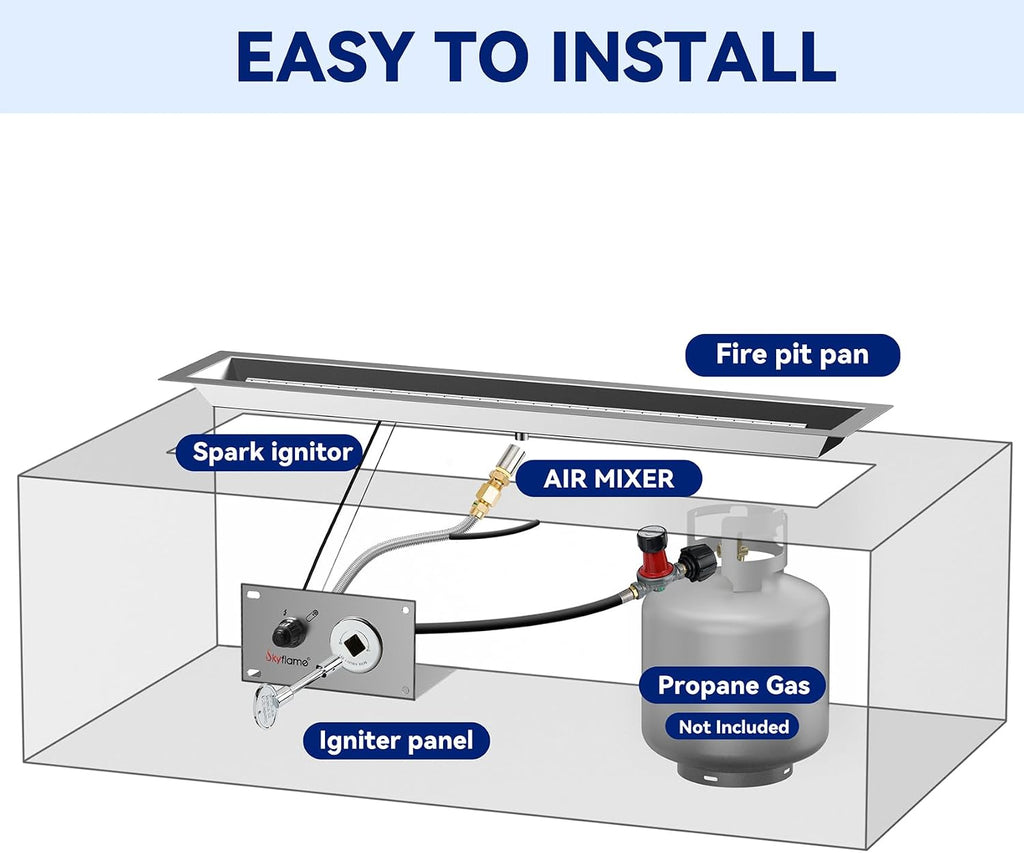 Skyflame 48 x 6 Inch Stainless Steel Fire Pit Pan Kit