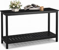 VINGLI 49in Solid Wood Outdoor Console Table, 2-Tier Patio Buffet Bar Table, Multi-Functional Storage Sideboard for Garden, Porch, Balcony (Black)