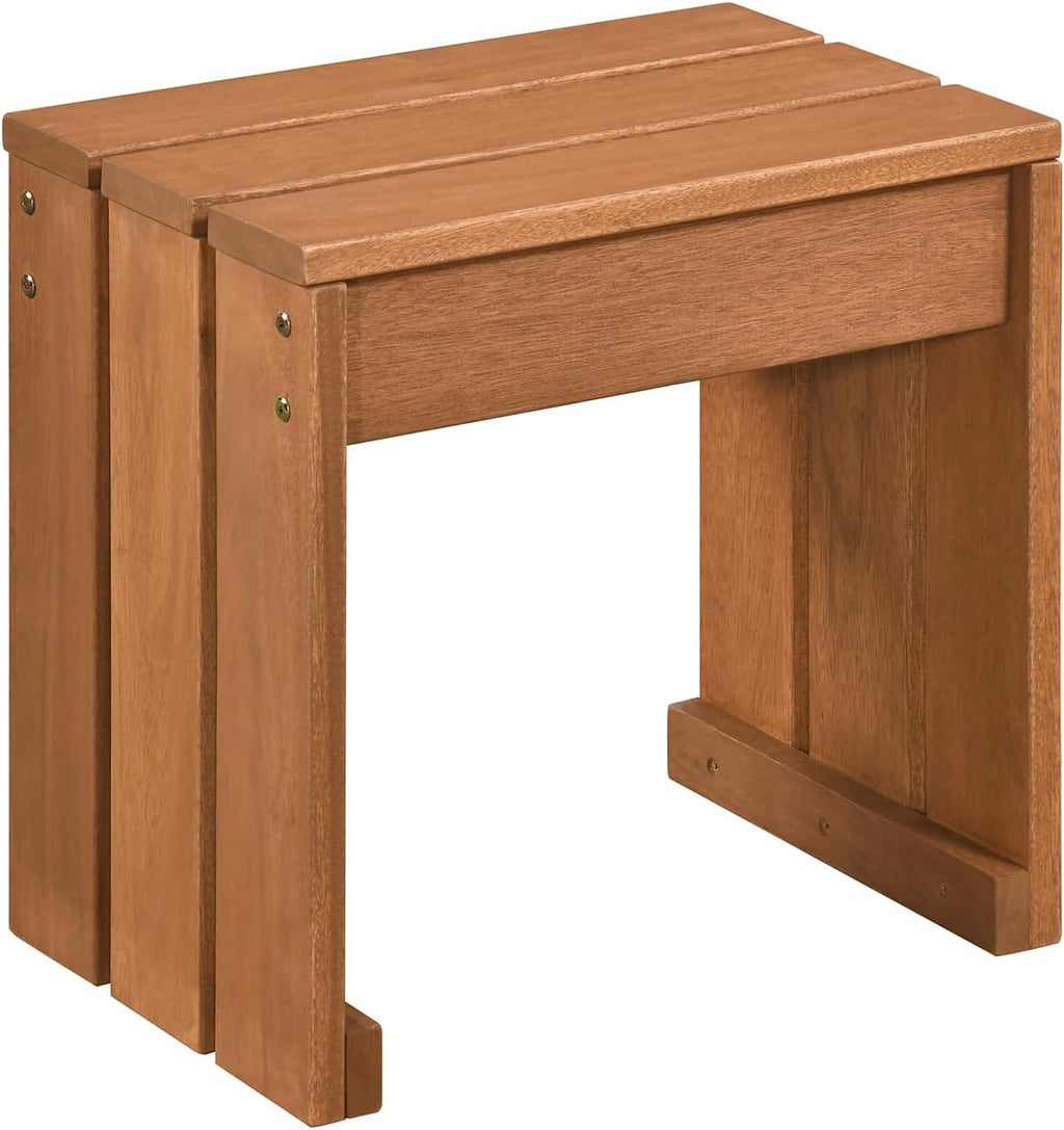 Tangkula Small Wood Outdoor Bench, Patio Backless Bench, 18" Garden Bench