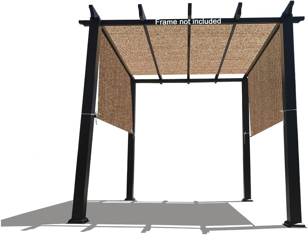 Alion Home Custom HDPE Permeable Canopy Sun Shade Cover Replacement with Rod Pockets for Pergola (12' x 8', Walnut)