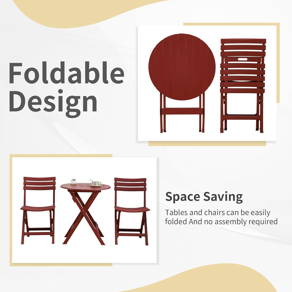kaihaowin folding bistro set foldable outdoor cafe table showing dimensions