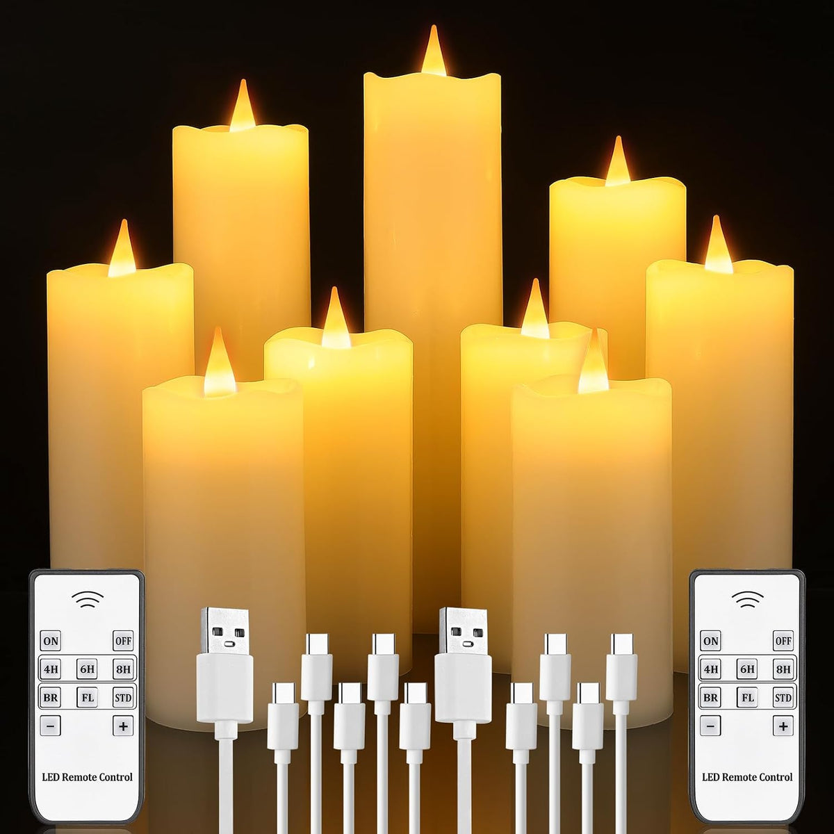 Rechargeable Flameless Candles with Remote and Timer USB-C Candles