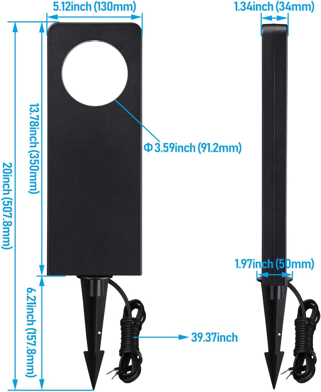 LEONLITE 4-Pack 12V AC/DC Anti-Glare Pathway Lights, Black, 3000K