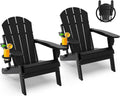GREENVINES Folding-Adirondack-Chairs Set of 2, HDPE All Weather, Black