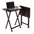 PJ Wood - Folding TV Tray Set of 2 - Espresso Wood Tables
