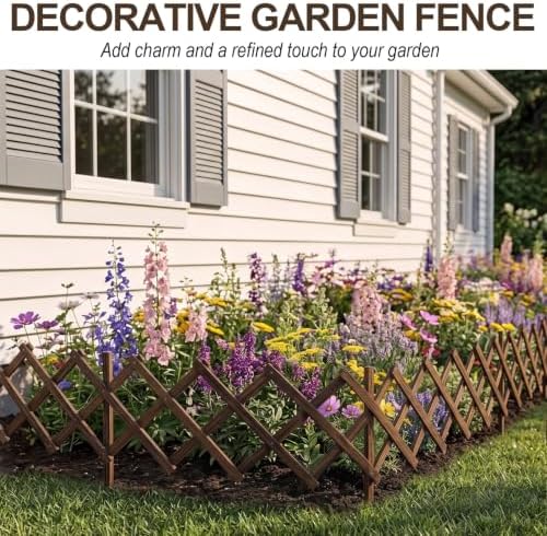 Avalution Decorative Garden Fence Outdoor,Total 12in(H) x 11.6 ft(L) 2 Pack