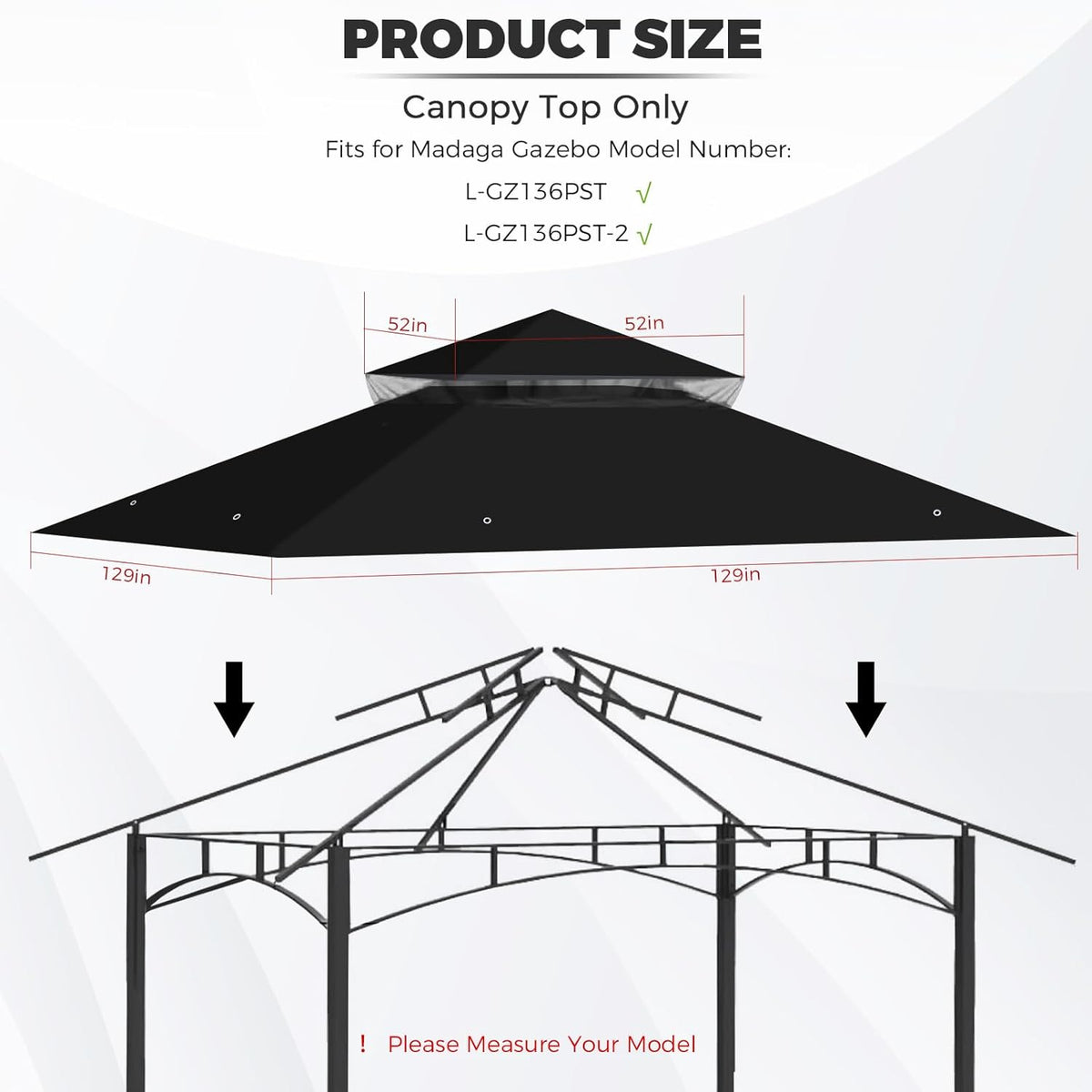 10x10 canopy replacement top for target madaga gazebo, close-up detail