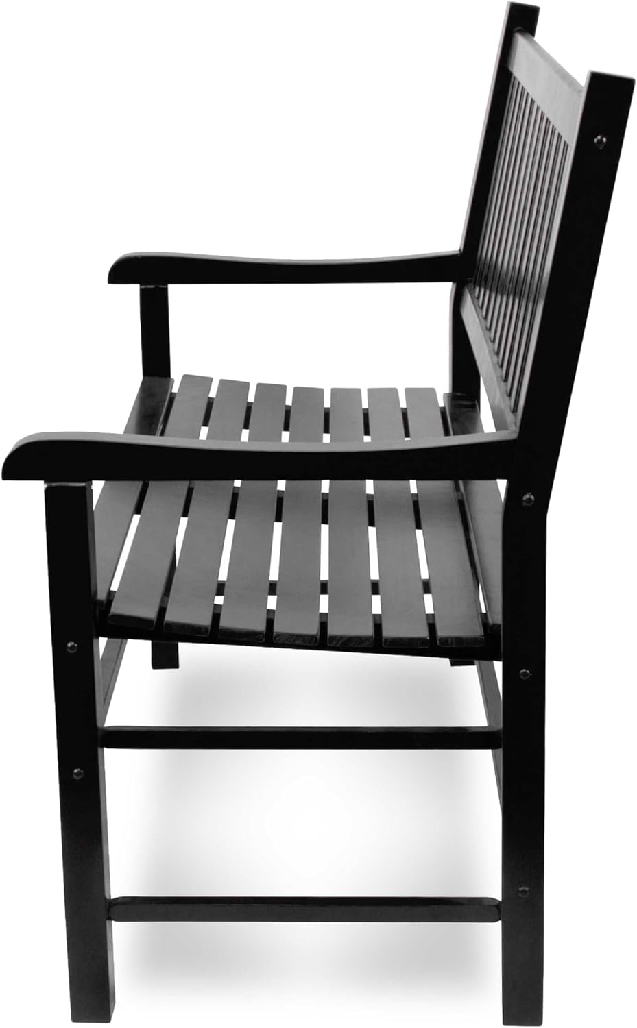 shine company eden outdoor garden bench – black showing dimensions