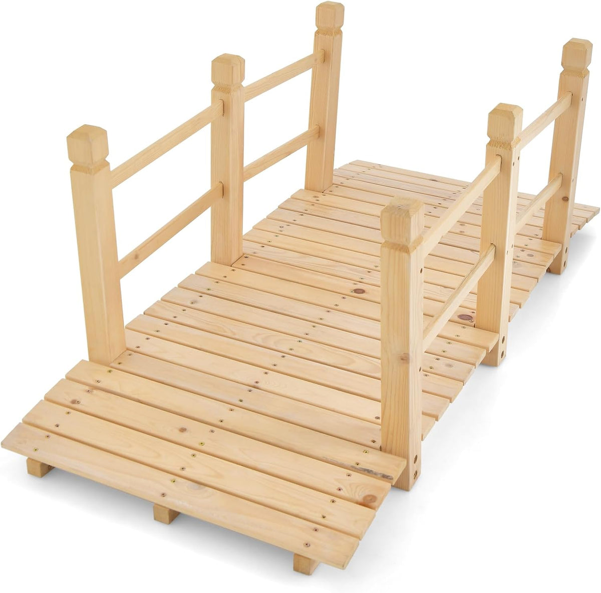 HAPPYGRILL 5FT Wooden Garden Bridge with Double Safety Railings