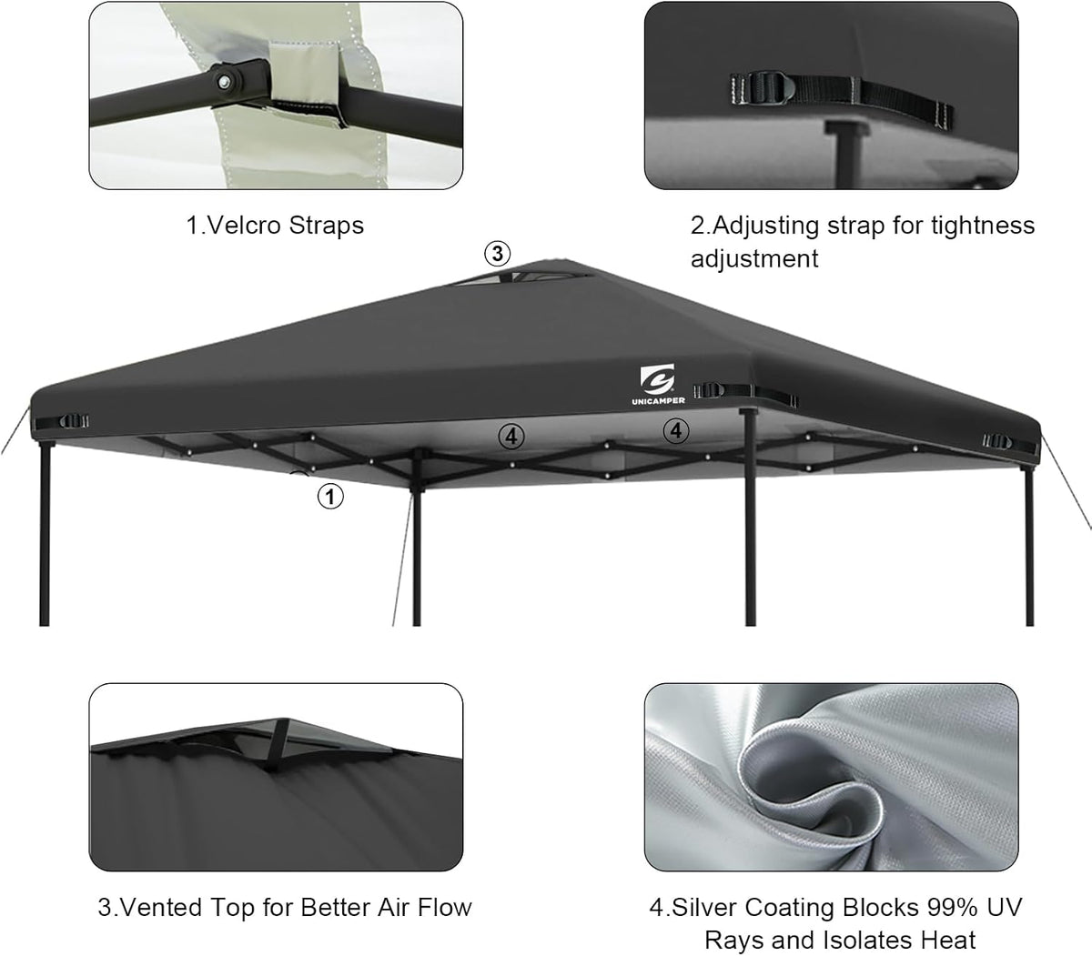 10x10 Pop Up Canopy Replacement Top Cover with Air Vent(Frame NOT INCUDE)