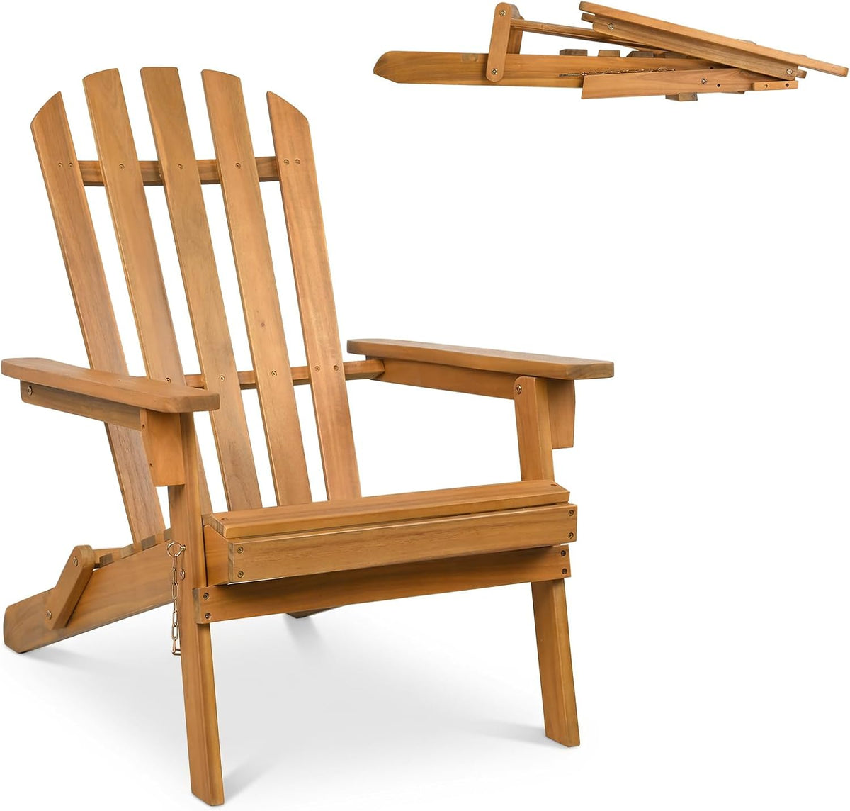 Tangkula Folding Acacia Wood Adirondack Chair, 400 LBS, 1 Pack