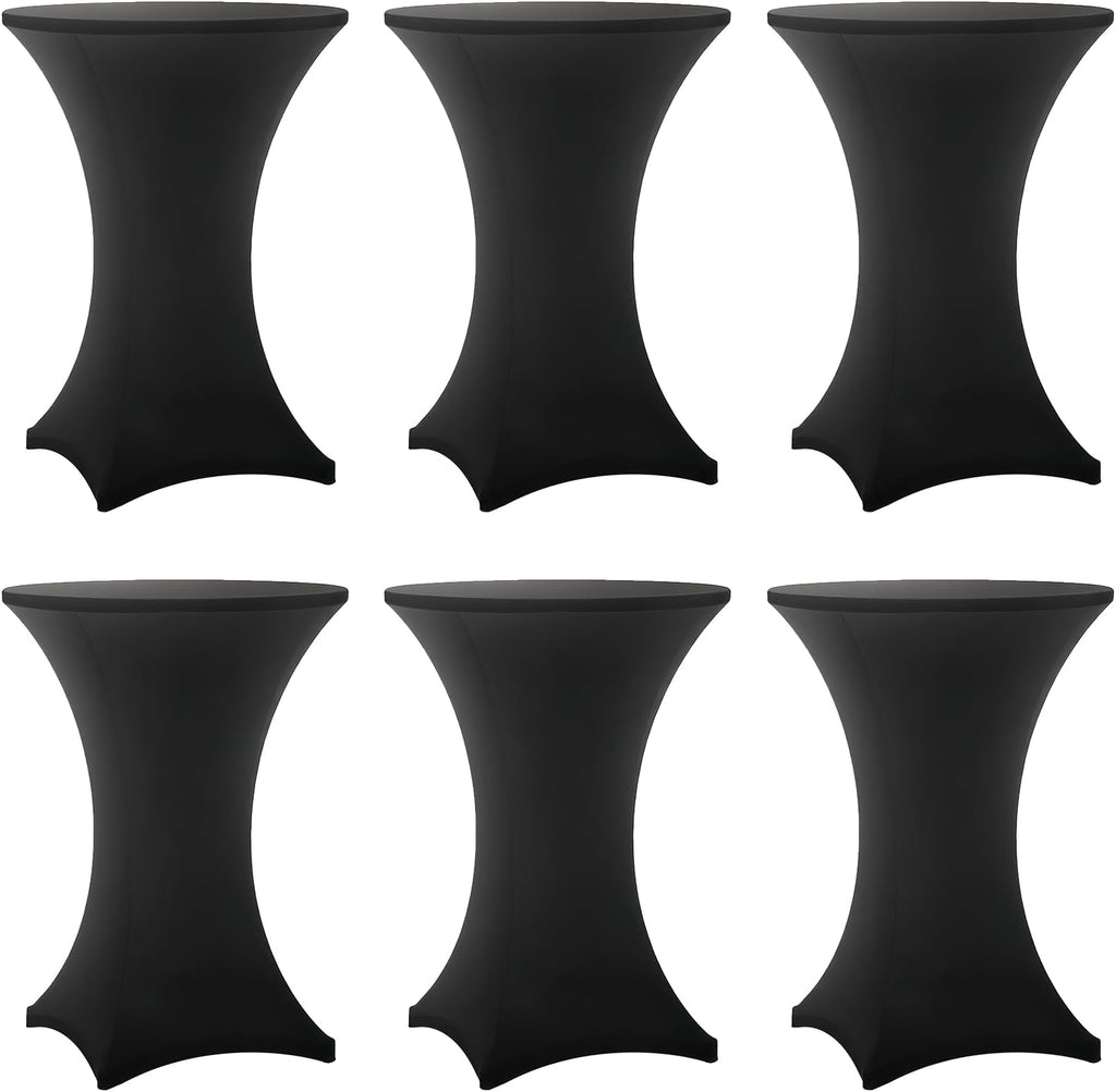 Cocktail Table Covers - 6 Pack 32x43 Inch Table Cloth - Black