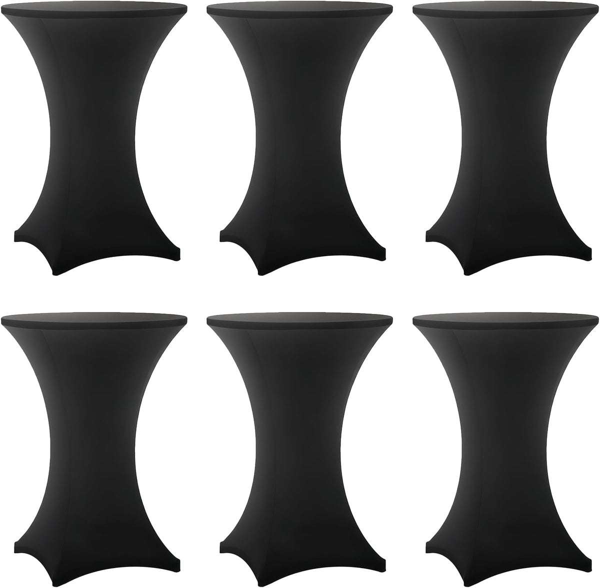 Cocktail Table Covers - 6 Pack 32x43 Inch Table Cloth - Black