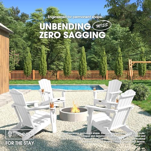 THOEOE Folding Adirondack Chair Set of 2, HDPE Outdoor Chairs, Patio Chairs