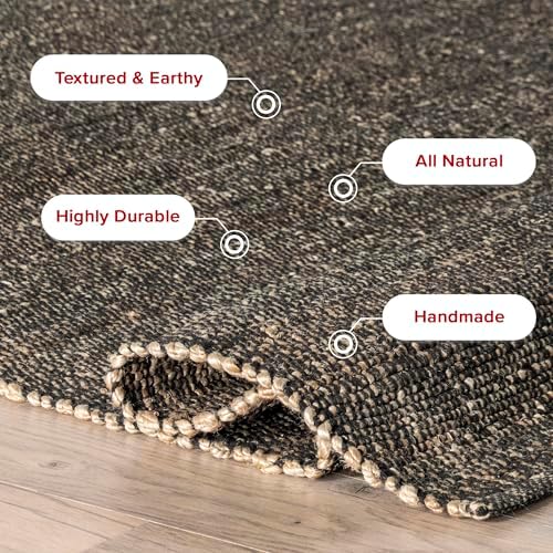 nuLOOM Elfriede Charcoal Solid Flatweave Area Rug, 5' x 8'