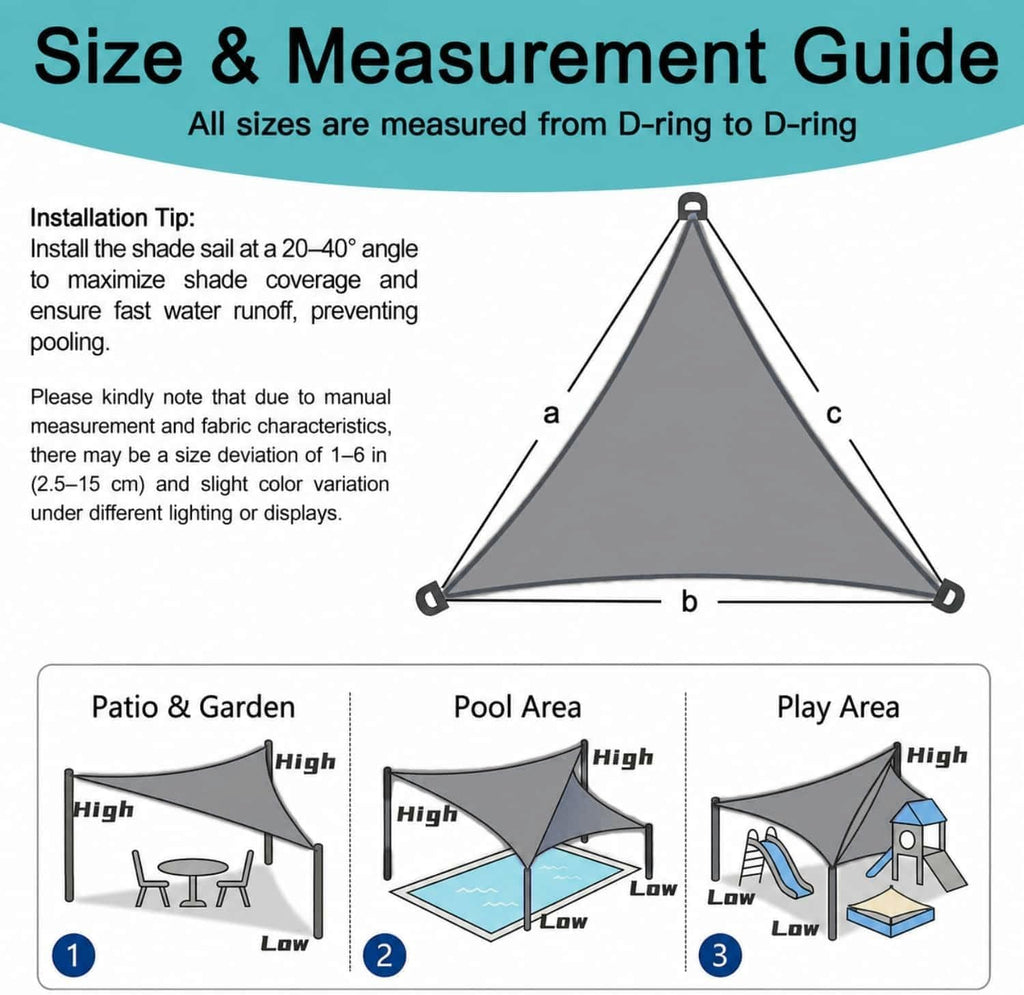 28' x 28' x 28' Gray Triangle Sun Shade Sail Outdoor Patio Canopy