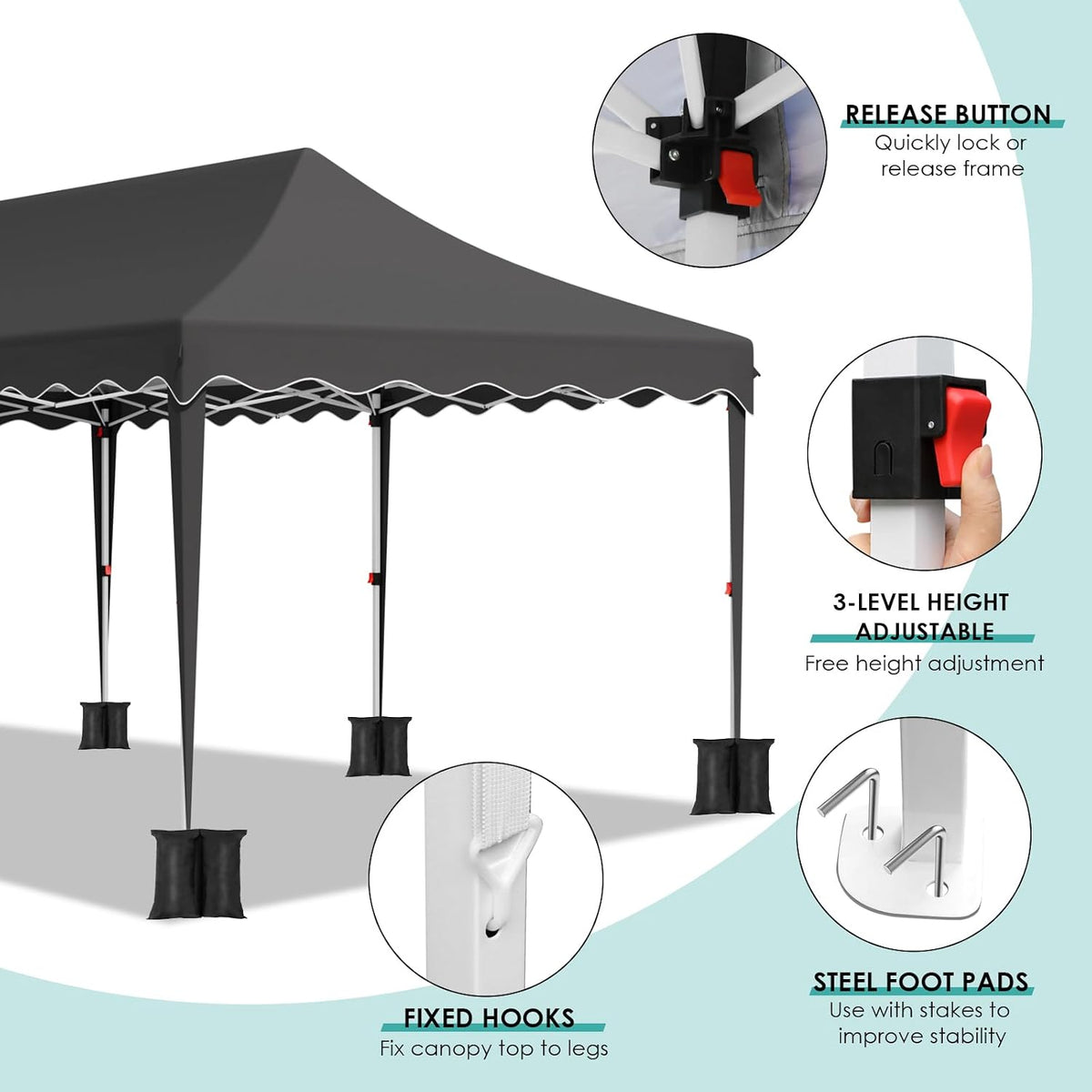 MAMIZO 10x20ft Pop up Canopy Tent w/6 Sidewalls, Canopy Tents for Parties