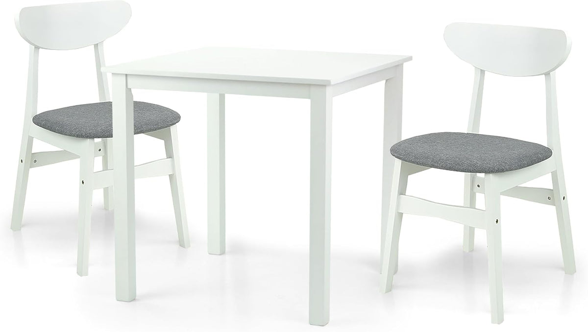 Dining Square Kitchen Table Contemporary Design Solid Wooden in White Finish