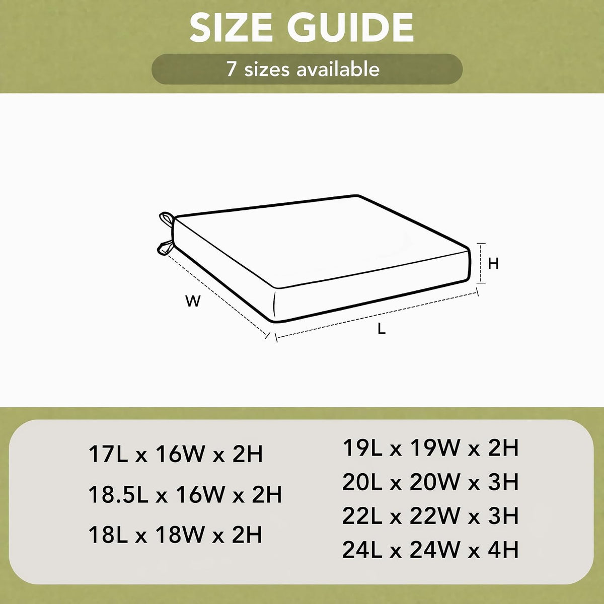 Outdoor Chair Cushions, Water-Resistant & Fade-Resistant, Patio Furniture Seat Replacement Chair Pads with Ties Zipper, Removable Cover, Non-Slip Bottom, Set of 4, 18.5 x 16 Inch, Natural
