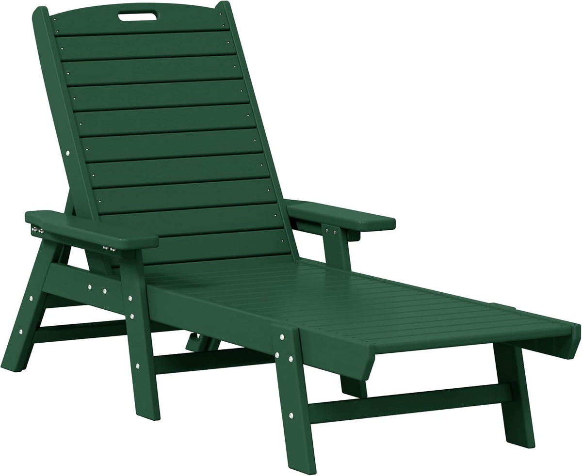 HDPE Laguna Poly Reclining Chaise Lounge, Dark Green
