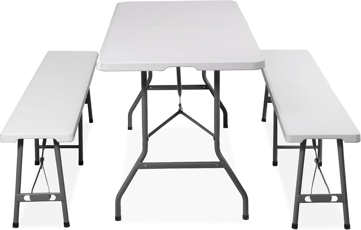 ZENY 6 Feet Picnic Table Set with 2 Benches