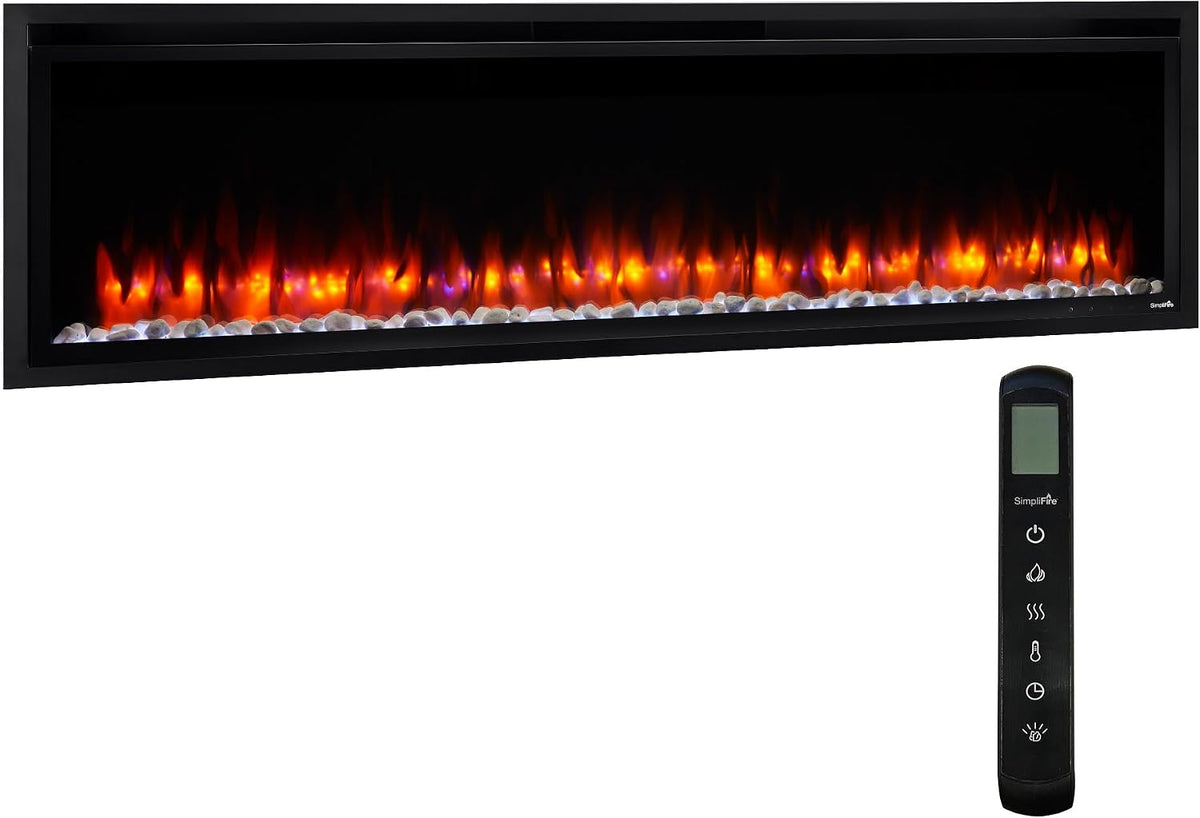 SimpliFire 60-Inch Allusion Platinum Linear Electric Fireplace (SF-ALLP60-BK)