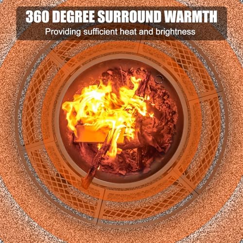 Verdeluxe 47 Inch Outdoor Fire Pit with 2 Grills, Extra Large BBQ Firepits