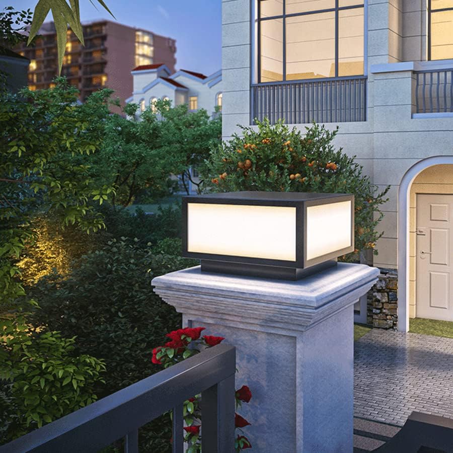Pillar Lamp Post Light, Fence Deck Cap Light Lantern Column Lamp for Flat Surface Patio Garden Decoration with IP55 Waterproof E26 LED Bulb (Electric Powered)