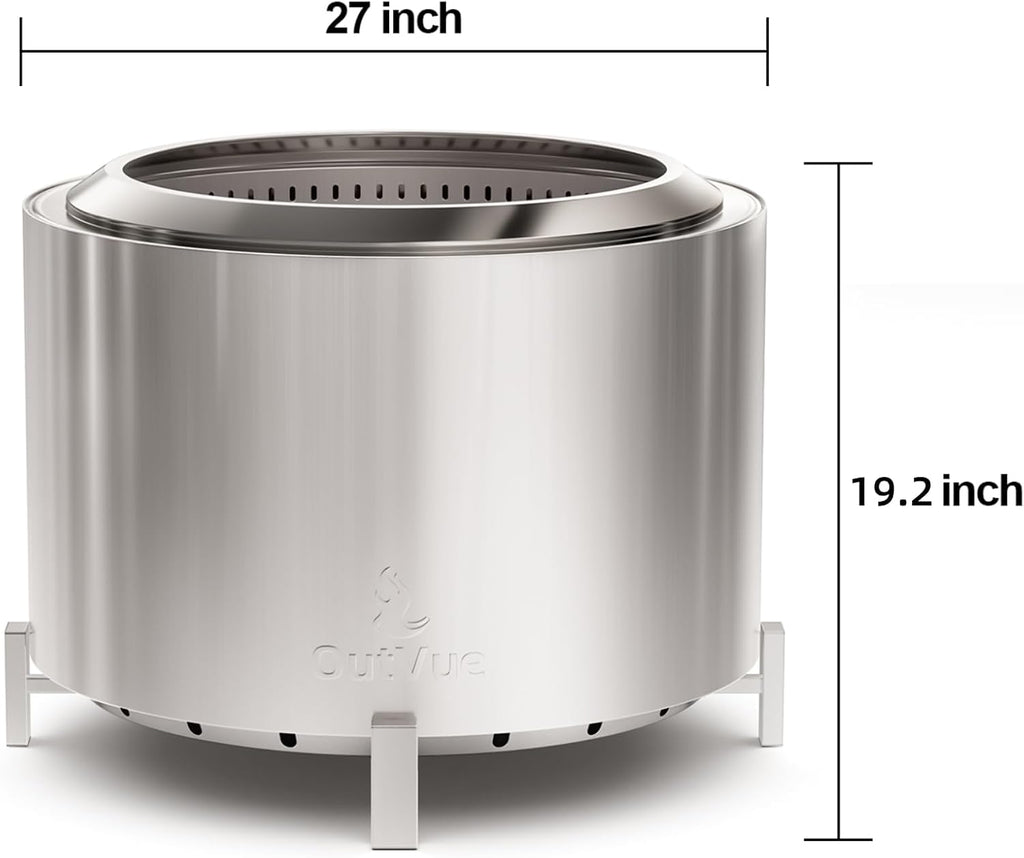 outvue 27 inch stainless steel smokeless fire pit, package contents