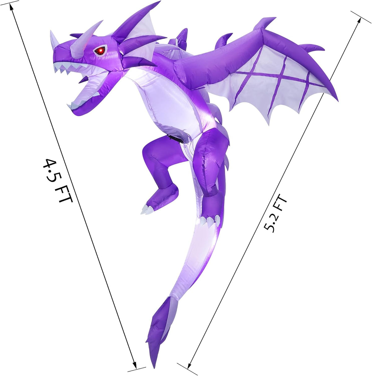 ATDAWN Inflatable Halloween Decorations Inflatables Dragon, Lighted Blow Up Flying Dragon with Wings for Halloween Yard Decor Indoor Outdoor Yard Lawn Decorations