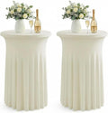 ArtSocket Cocktail Table Covers, Ruffle Skirt, 2-Pack, Spandex Ivory