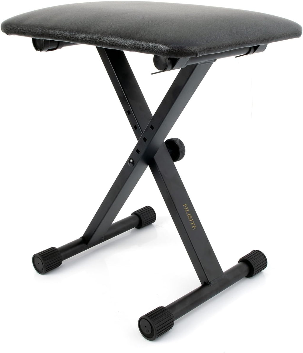 Keyboard Bench X-Style Height Adjustable Padded Cushion Foldable Stool Portable Seat Keyboard Chair for Keyboards Piano Guitar (Black)