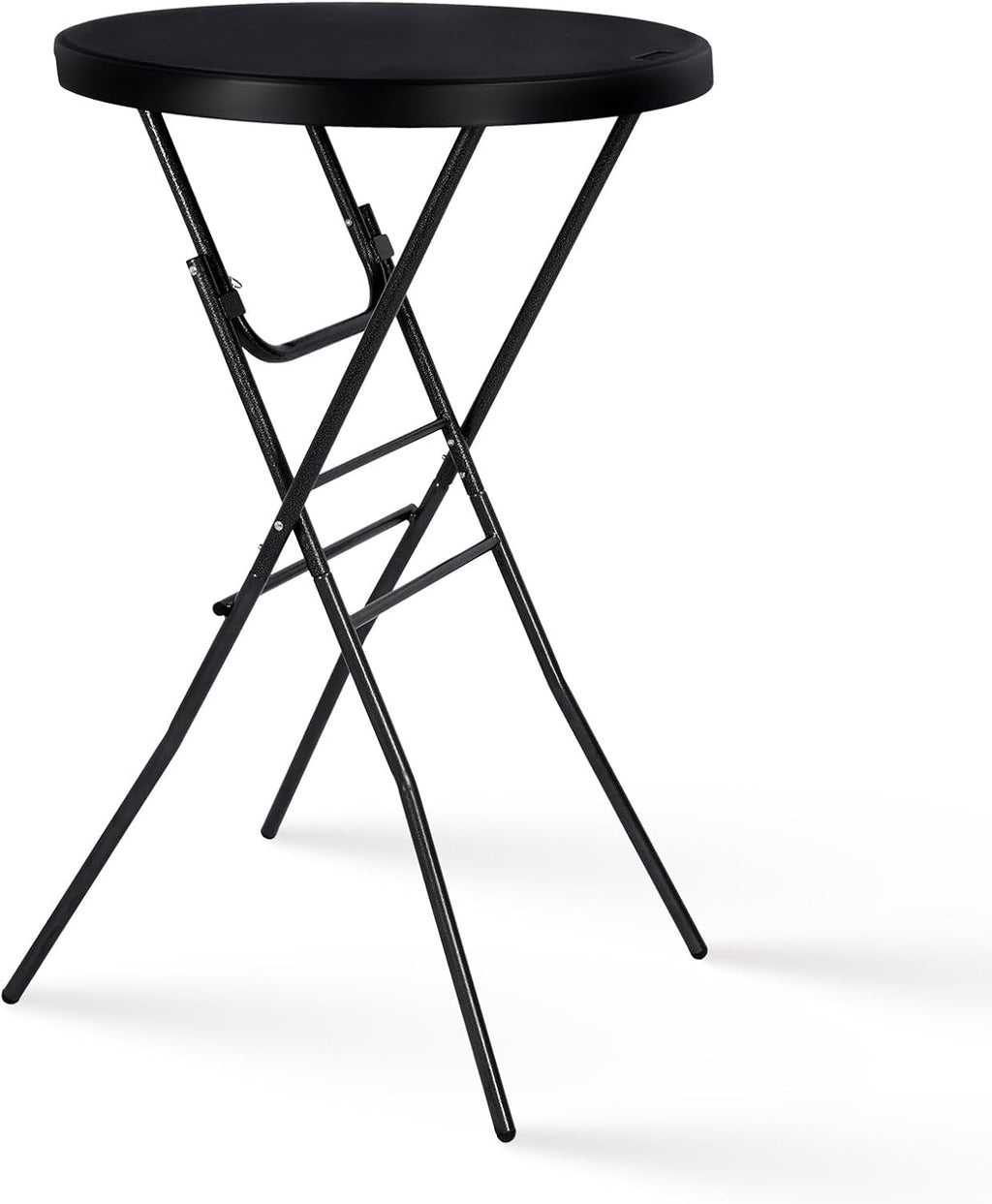 Byliable 28in Cocktail Folding Table, Round High Top Bar Height Black Table