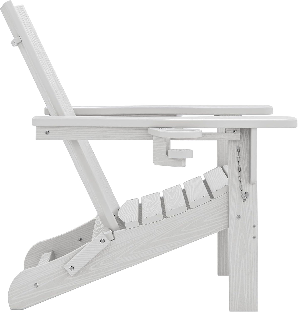 SERWALL Modern Folding Adirondack Chairs Set of 6, HDPE, Cup Holders, White