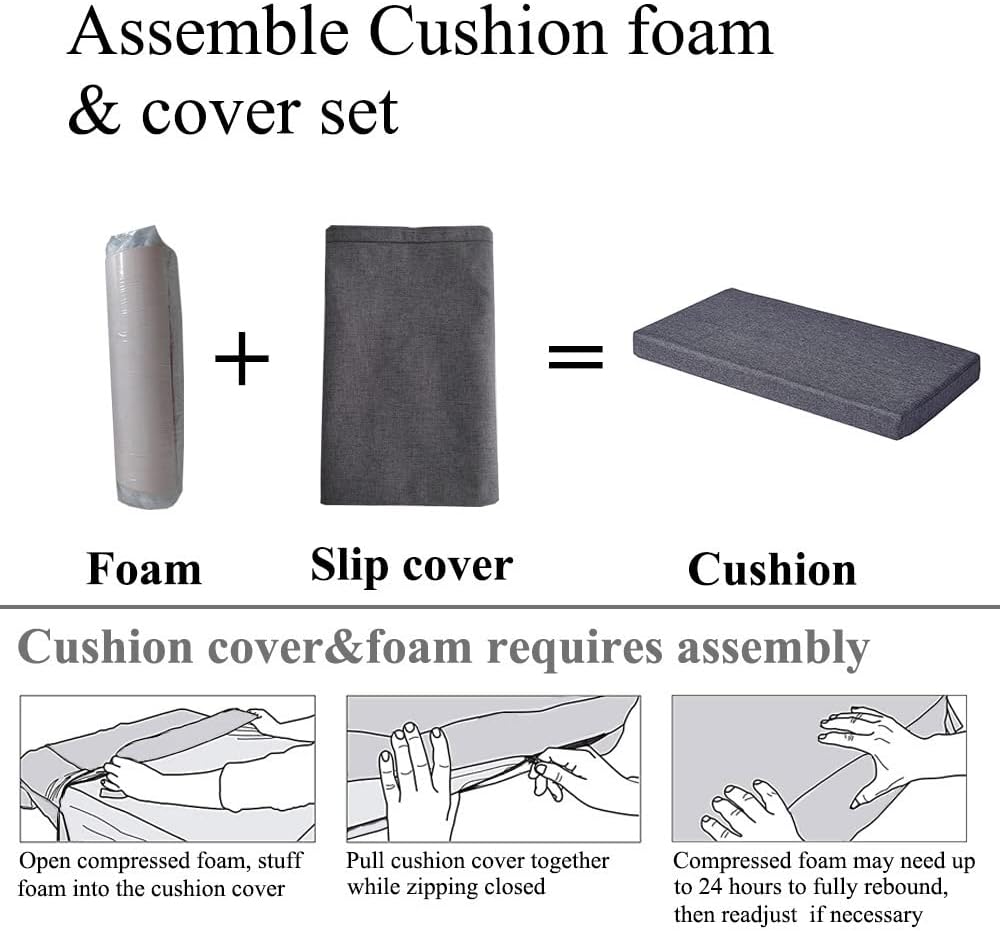 Piano Bench Cushion 36x14 Inch for Indoor with Non Slip Bottom,Dark Gray