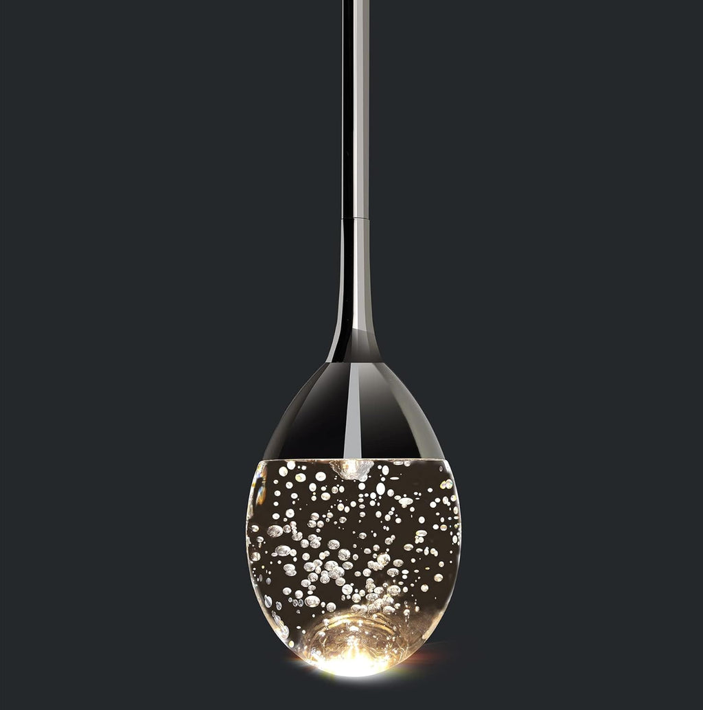 Teardrop Crystal Pendant Light, Black Hanging Ceiling Lighting Fixtures, Modern LED Bubble Kitchen Bar Lights Dimmable with Adjustable Metal Rods for Bathroom Dining Room
