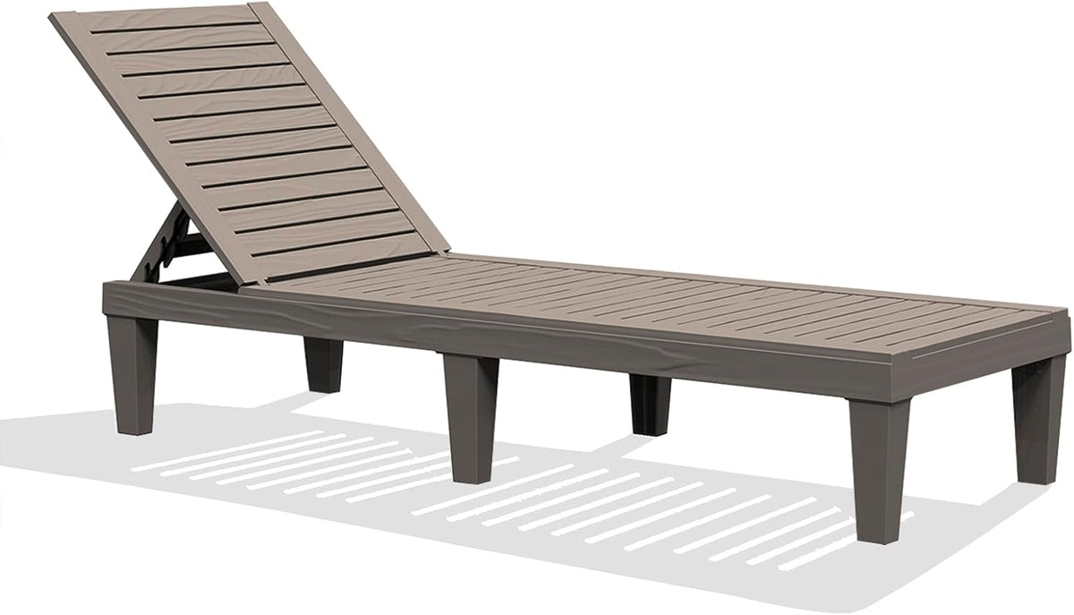 Outdoor Chaise Lounge Chair for Pool, Patio Bench Waterproof Sunbed,Grey