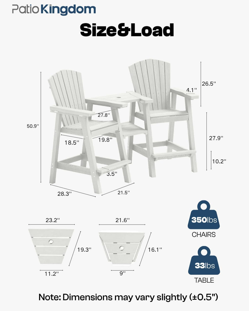 Tall Adirondack Chairs Set of 2,Yellow
