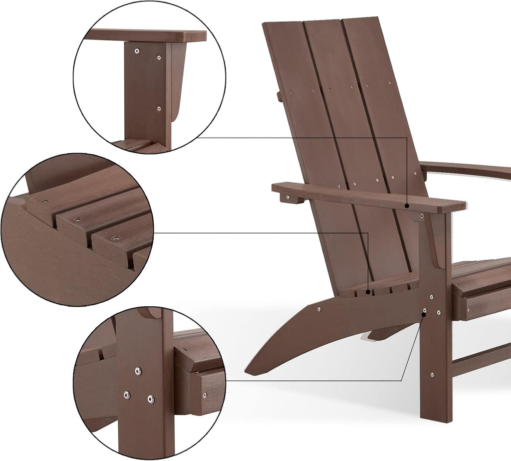 Psilvam Modern Adirondack Chairs Set of 2, Oversized,Dark Brown